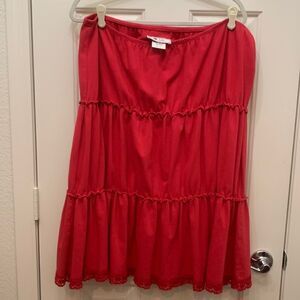 Cherry Pink Size 2X Stretch Lily 3 Tier Ruffled Skirt Lace Trim Cotton Lycra